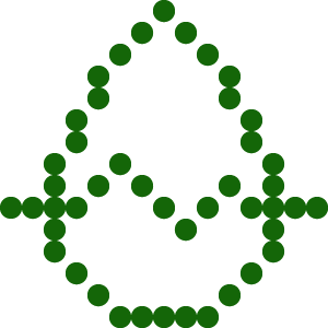 Green dotted droplet shape with cross lines