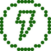 Green dot pattern forming number seven inside a circle