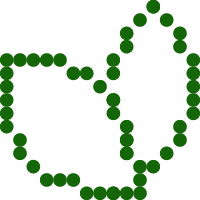 Green dotted line forming a stylized shape resembling a leaf