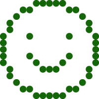 Green dotted smiley face on white background