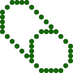 green dotted shapes resembling overlapping hexagons